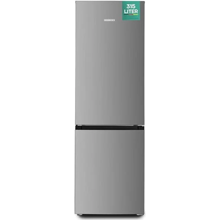 Heinrich´s Kühlgefrierkombination mit 315 L Gesamtvolumen, 219 L Kühlvolumen und 96 L Gefriervolumen, LED Beleuchtung, leise 40 dB, 7 Temperaturstufen, Inox – Bild 1