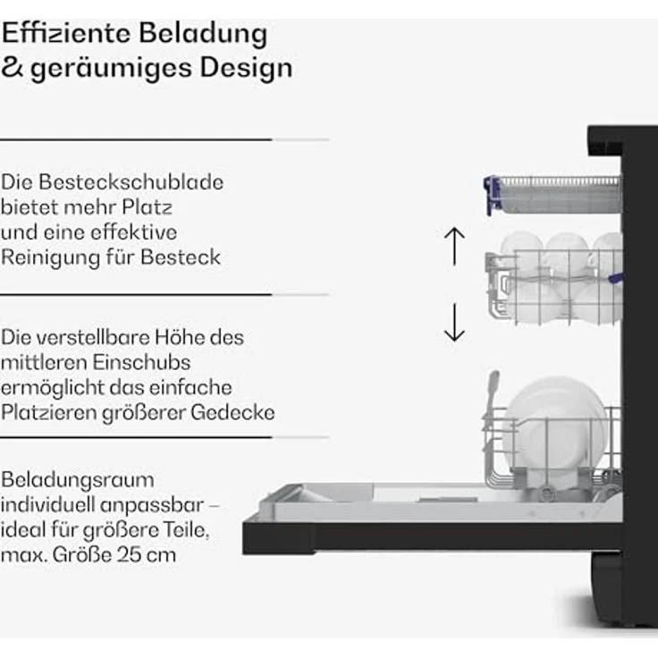 Klarstein Velaire Geschirrspüler 60cm, freistehend, 14 Plätze, 9 Programme, 42 dB, A, AquaStop, Edelstahl – Bild 5