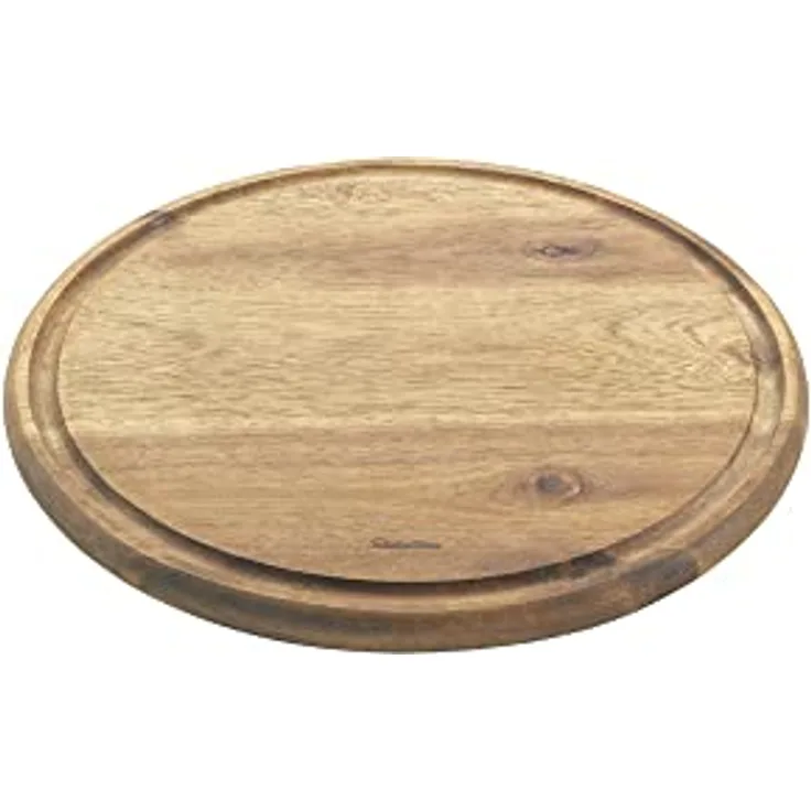 Metaltex rundes Schneidebrett aus Akazienholz mit Saftrille, Ø 24 cm, FSC-zertifiziert, einzigartige Maserung