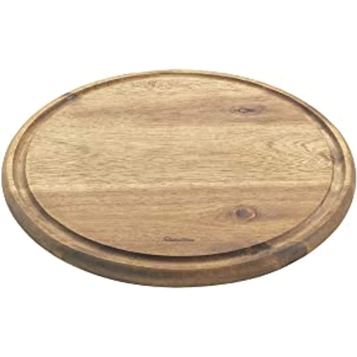 Metaltex rundes Schneidebrett aus Akazienholz mit Saftrille, Ø 24 cm, FSC-zertifiziert, einzigartige Maserung – Bild 1