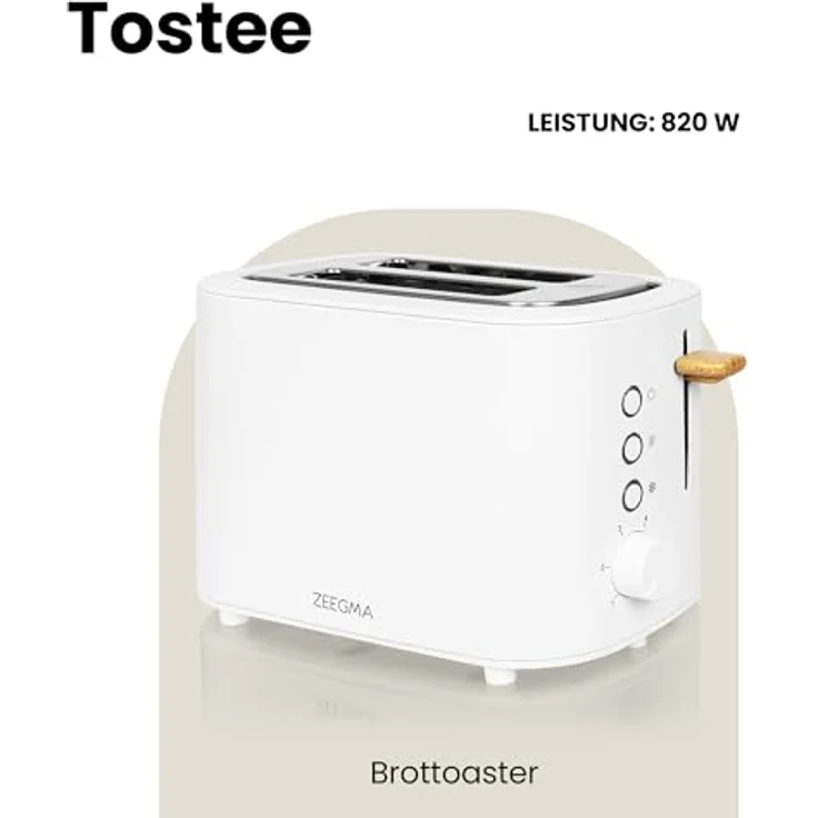 Zeegma Tostee 2-Scheiben-Toaster, Leistung 820 W, Auftau-, Aufwärm- und Stoppmodus, Krümelfach, Zeitsteuerung, Edelstahlgehäuse, Toaster – Bild 2