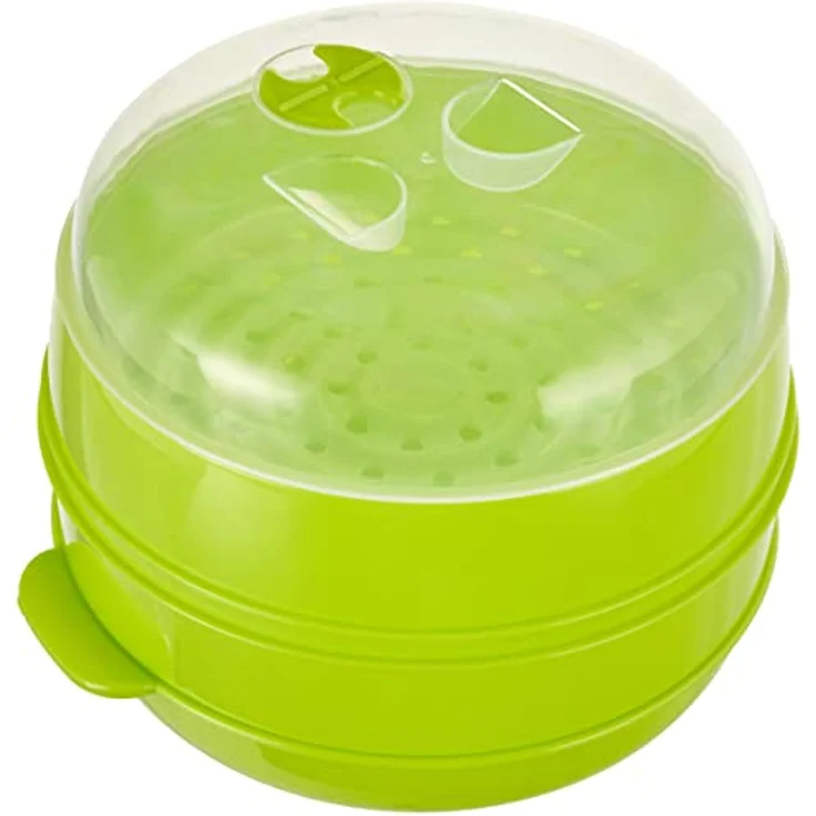 InnovaGoods Dampfgarer für die Mikrowelle, 2 Ebenen, Fresh, Farbe: grün, Maße: 22 x 12-17 cm – Bild 2