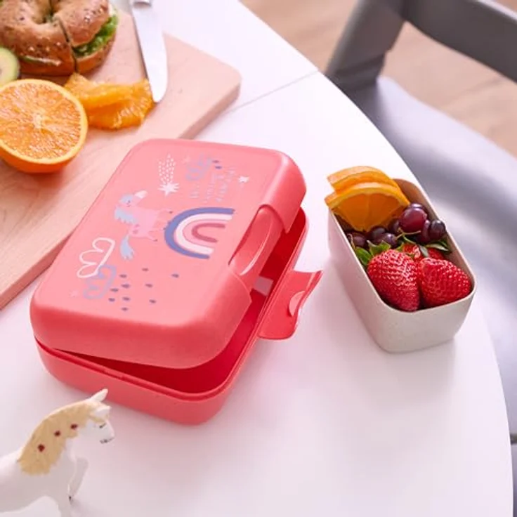 KOZIOL Lunchbox Candy L Dreams, Biozirkukärer Kunststoff, mit Trennschale in Organic Red – Bild 5