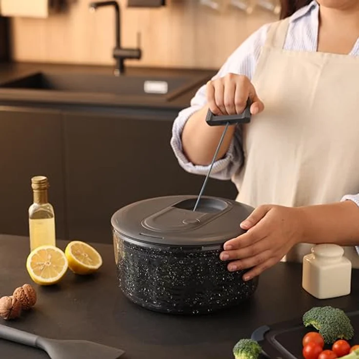 Zyliss Easy Spin Salatschleuder Groß, 6L mit Seilzug, AquaVent™-Technologie, rutschfester Boden und integrierter Stopptaste, spülmaschinenfest – Bild 2