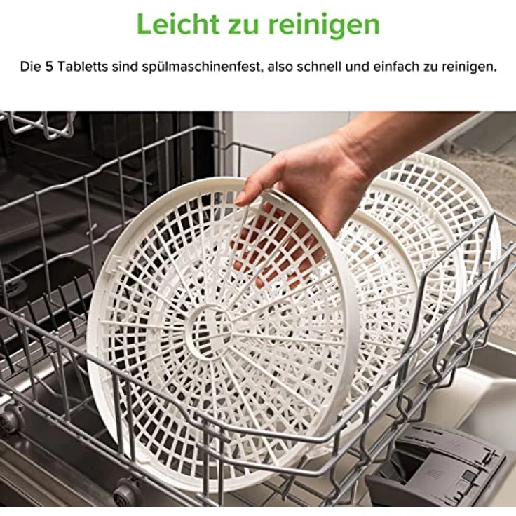COSORI Dörrautomat für mehr Möglichkeiten, Food Dehydrator mit 5 stapelbaren und herausnehmbaren Tabletts, Einstellbare Höhe, Temperaturregelung(35-75℃), BPA-frei, 350W,Weiß – Bild 5