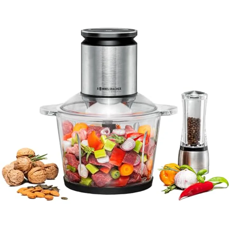 Rommelsbacher Multi Zerkleinerer MZ 800, 2,7 Liter Glasbehälter, 22-stufige Drehzahlregulierung, kraftvoller Motor, 9-flügeliges Edelstahl-Spezialmesser