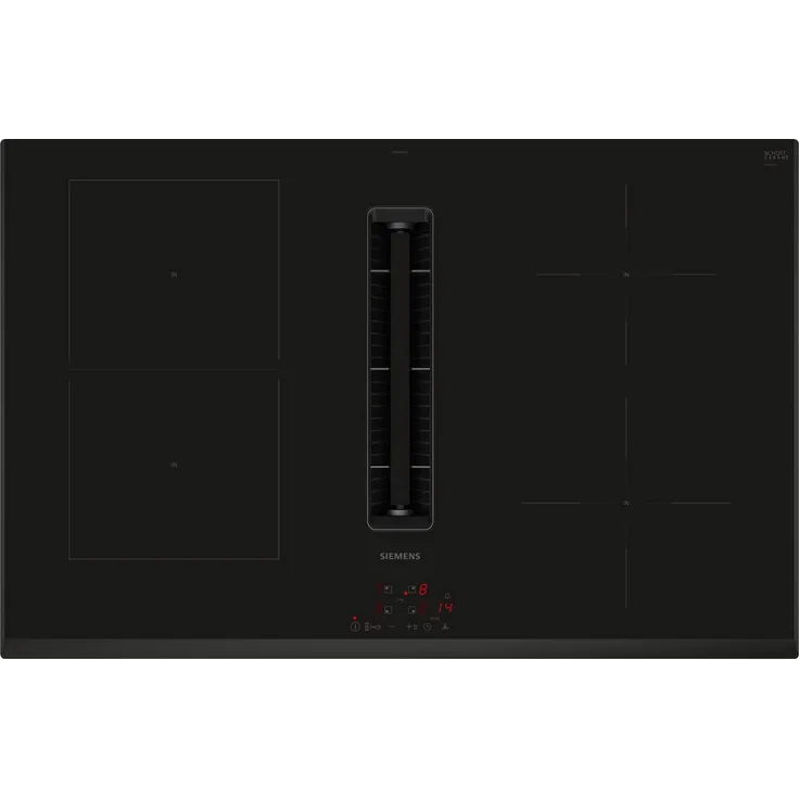 SIEMENS Kochfeld mit Dunstabzug iQ300 ED851BS16E, Induktion 80 cm Rahmenlos aufliegend, EEK: B
