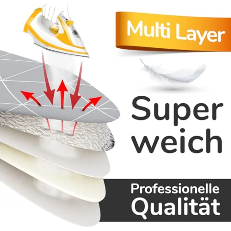 smart&gentle Turbo Bügelbrettbezug XXXL 150x50 cm, 5-Lagen Thermoreflexion, universal passend für Dampfbügeleisen, Made in Germany, ÖKO-Tex zertifiziert – Bild 4