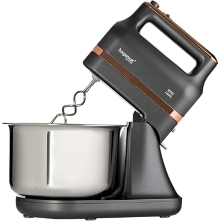 Hagenuk Standmixer 3,5L Rührmaschine Mixer Knetmaschine Rührgerät Küchenmaschine, 400 Watt, Dekorring roségoldfarben – Bild 2