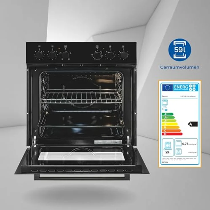 Exquisit Einbauherdset EHE246-020SET, schwarz, Kochfeld mit Ober- und Unterhitze – Bild 2