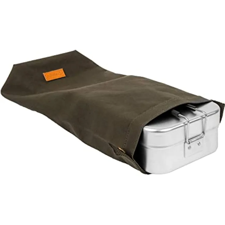 Trangia Roll Top Bag Messtin Large, praktische Lunchbox in oliv mit strapazierfähigem Baumwollmischgewebe und Rollverschluss