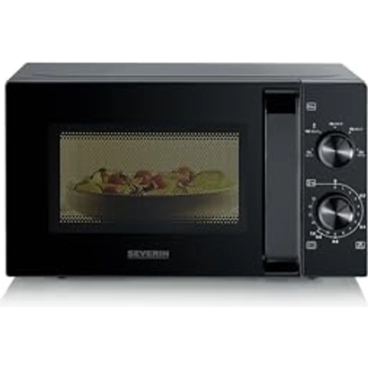 Severin MW 7790, Mikrowelle mit 20 Litern Garraum, 700 Watt Leistung, Auftaufunktion, kompakt, silberfarben – Bild 1