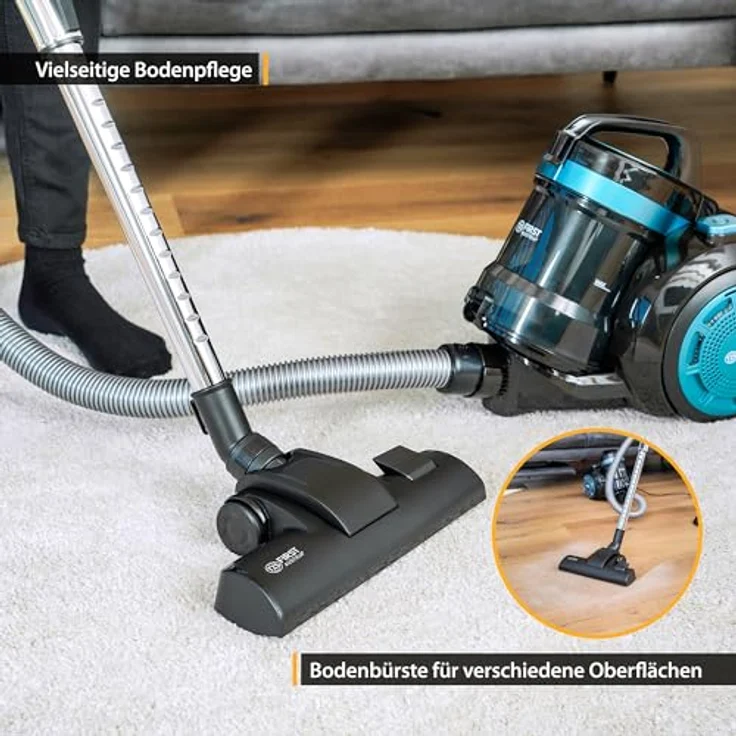 TZS FIRST AUSTRIA Bodenstaubsauger, 800 W, Beutellos, HEPA Filter, 2L, Petrol/Schwarz – Bild 3