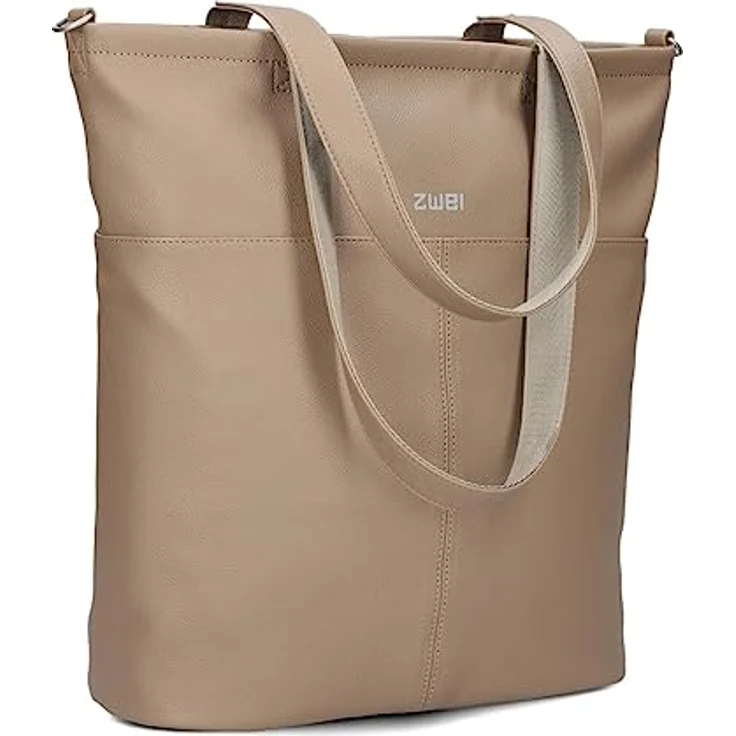 Zwei Shopper Mademoiselle M145, Einkaufs-Tasche aus weichem Kunstleder, braun, 37 x 15 x 35 cm – Bild 1