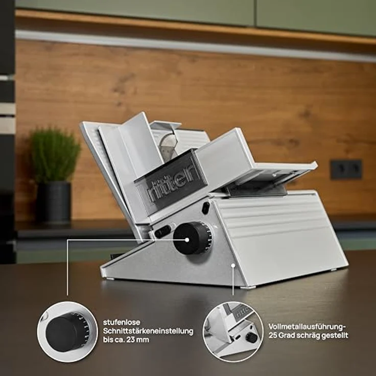 Ritter CONTURA 3 Allesschneider in Vollmetallausführung, 65W, 23 mm Schnittstärke, silber – Bild 5