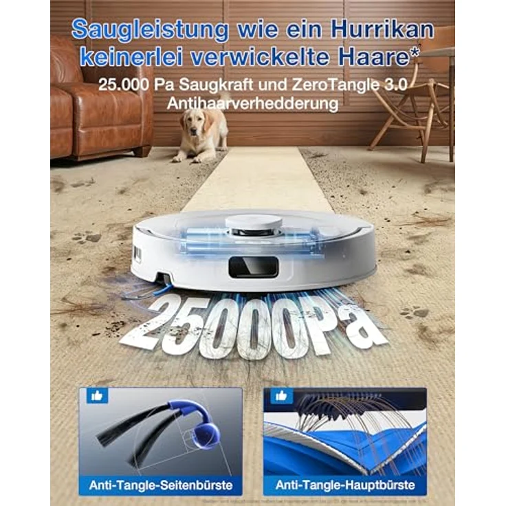 ECOVACS DEEBOT T30e Omni Saugroboter mit Wischfunktion, 25.000 Pa Saugkraft, All-in-One-Station, OZMO Turbo 2.0, TrueMapping 2.0 und ZeroTangle 3.0 – Bild 2