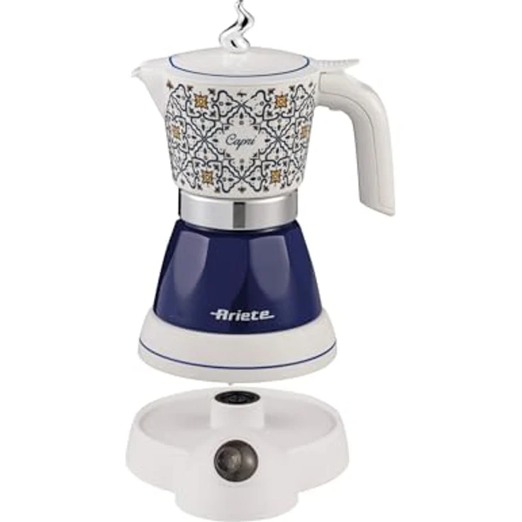 Ariete 1358 Capri Moka Aroma, Elektrische Espressokanne für gemahlenen Kaffee, 400 W, Weiß-Blau – Bild 2
