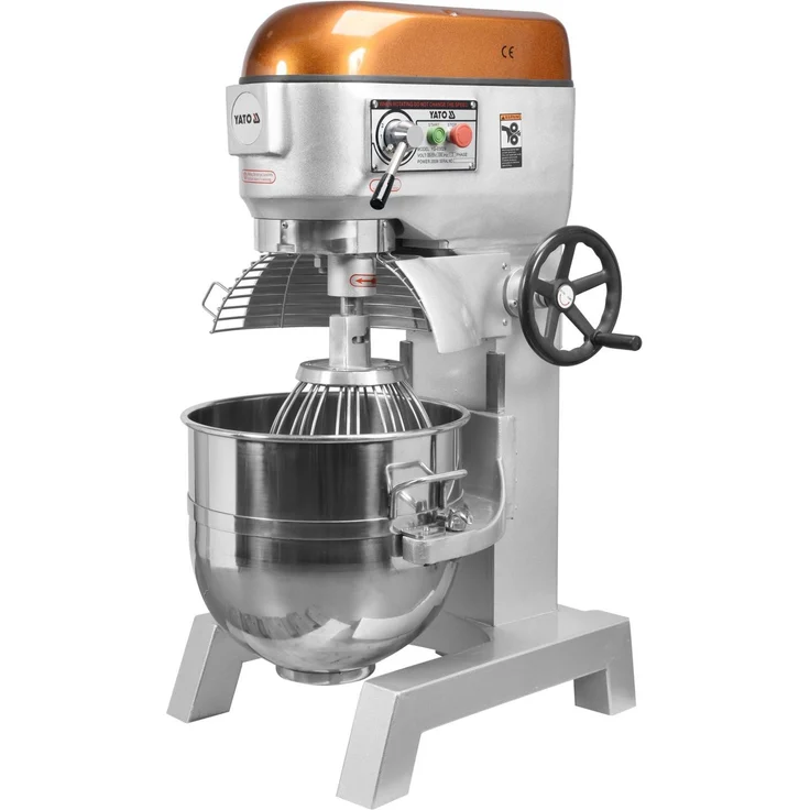 YATO Planetenrührmaschine YG-03029, 60L Knetmaschine mit 2000W Motor und lebensmittelechtem Edelstahl, silbermetallic
