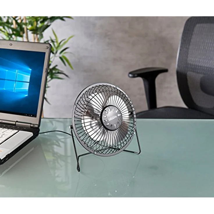 Mini-USB-Tischventilator, Vollmetall, neigbar um 360Grad , 2,5 W, Durchmesser 15 cm – Bild 3