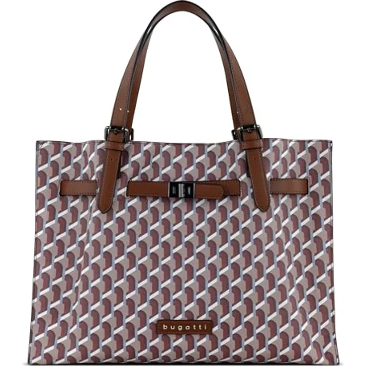 Bugatti Ella Shoulderbag L, elegante Tote Bag aus Kunstleder mit 2 Tragevarianten, braun – Bild 1