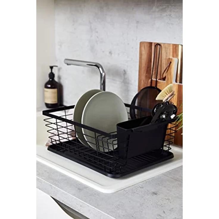 WENKO Geschirrabtropfer Drip, Abtropfgestell für Geschirr, ideal zum Abstellen neben der Spüle, aus pulverbeschichtetem Metall und Kunststoff, 36 x 15 x 30,3 cm, Schwarz – Bild 5