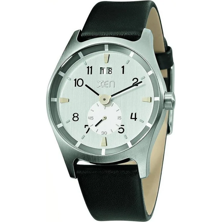 XEN Quarzuhr XQ0212 Herrenuhr schwarz/silber mit Großdatumanzeige und sekundenanzeiger – Bild 1