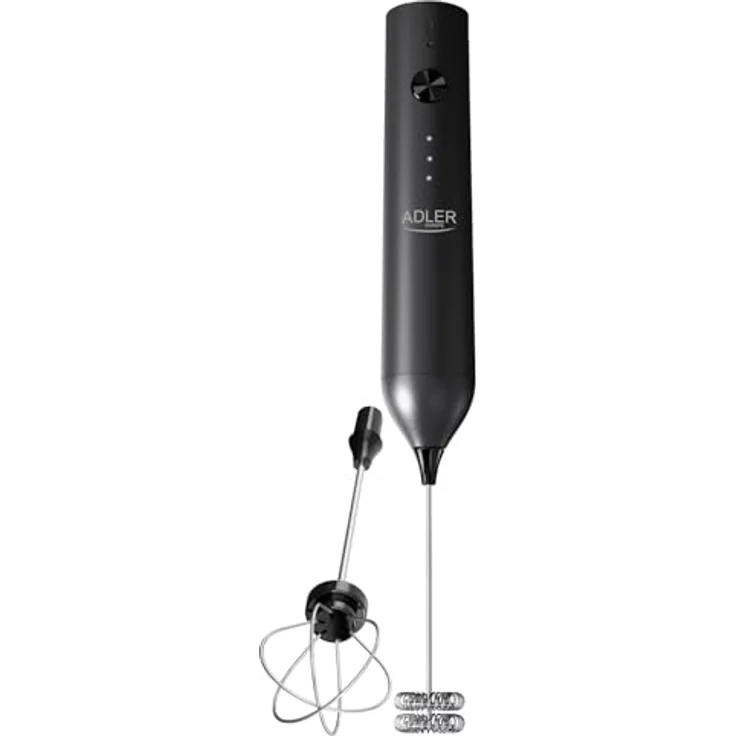 ADLER EUROPE Milchaufschäumer AD 4533, elektrisch wiederaufladbar, 2-in-1 Handaufschäumer mit Schneebesen, USB-C, für Latte, Cappuccino und Matcha, schwarz – Bild 2