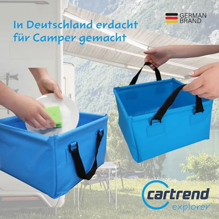 Cartrend Spülschüssel, faltbar, eckig, 15 Liter strapazierfähiges und absolut dichtes Planengewebe, - 1 Stück (10732) – Bild 3