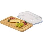 eluno Käseplatte aus Bambus mit Glasdeckel, Aufschnittbox, Käseglocke, 18 x 29 cm