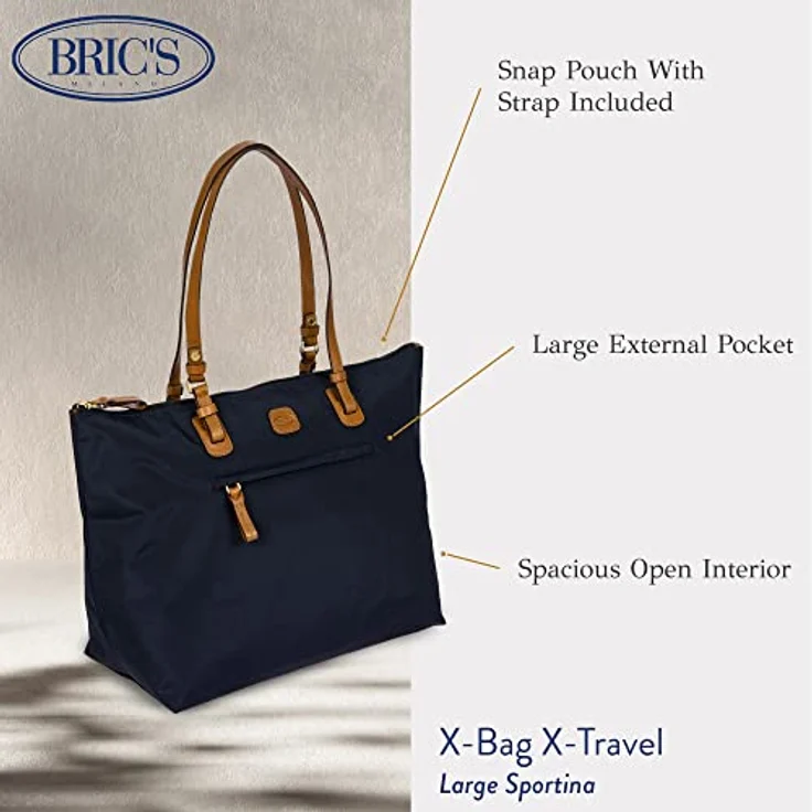 Bric's X Bag 3in1 Shopper, eleganter Nylon-Shopper mit Lederdetails, schwarz, inkl. Reißverschlussetui – Bild 3