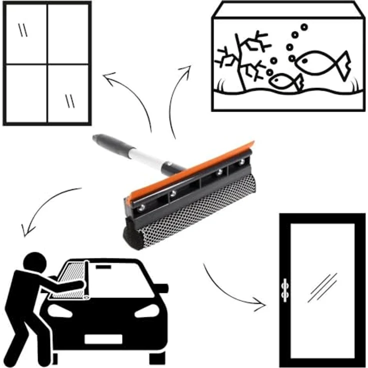 GarPet Fenster Scheiben Glas Dusch Auto Reiniger Wischer Abzieher Gummilippe Schwamm – Bild 4