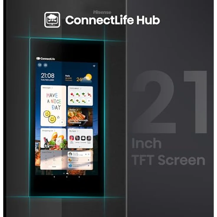 Hisense RS9P628GPFE, Side-by-Side Kühl-Gefrier-Kombination mit 21-Zoll Smartscreen, Eis- und Wasserspender, ConnectLife Hub und Fotowand-Funktion – Bild 6