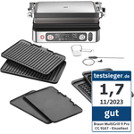 Braun Multigrill 9 Pro CG 9167, Elektrogrill mit 2 unabhängigen Thermostaten, 3 Kochpositionen, spülmaschinenfeste Platten, integrierte Thermosonde, 265° Höchsttemperatur, 2200 W, Schwarz/Edelstahl, 2 Grillplatten, 2 flache Platten und 2 Waffel Platten