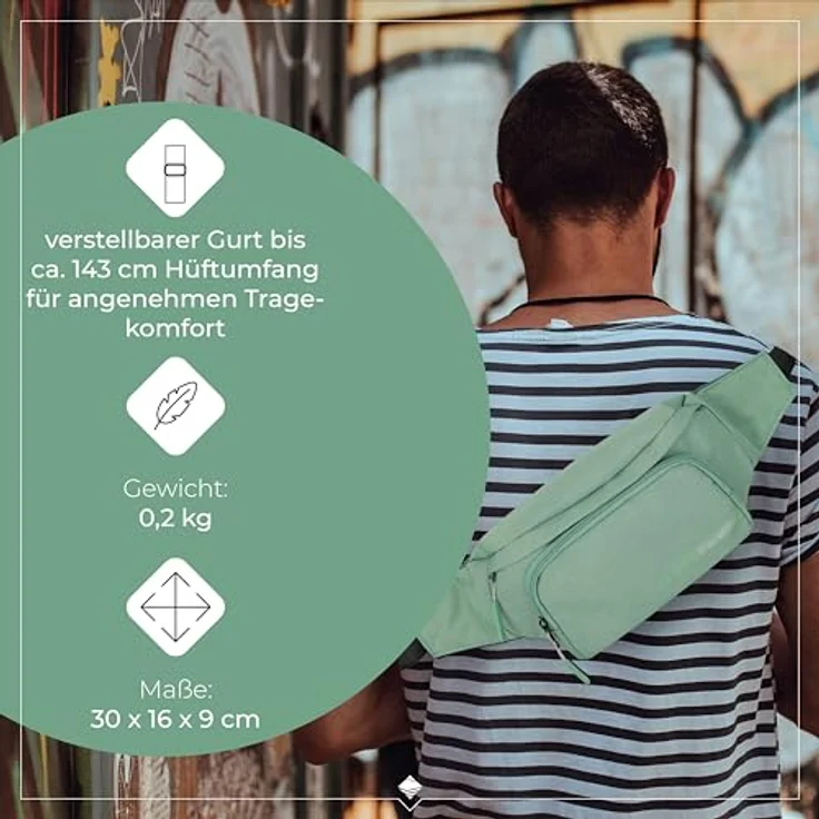 Travelite Kick Off Gürteltasche, 30 cm, salbei, 100% Polyester, kompakte Bauweise – Bild 3