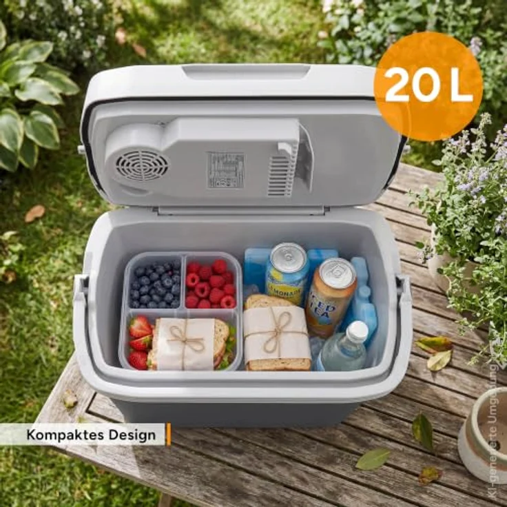 TZS First Austria Thermoelektrische Kühlbox 20L, 3-fach Stromversorgung mit USB-C PD 3.0, Kühlen & Wärmen, Grau/Hellgrau – Bild 4