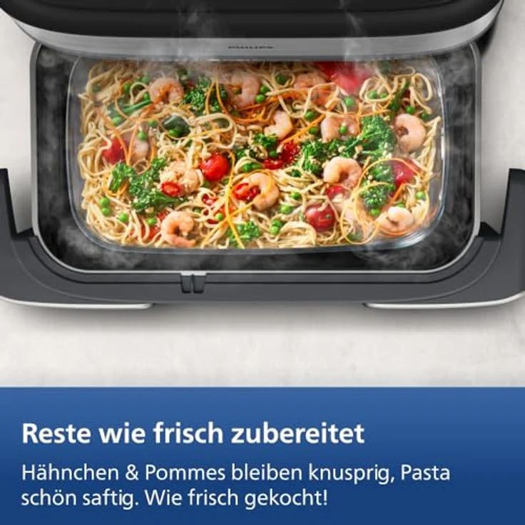Philips Heißluftfritteuse NA565/02 Steam Airfryer 5000 Series, 9,5L Megabasket, 2750 W, Dampfgarfunktion, RapidAir Plus Technologie, inkl. Servierzange – Bild 14
