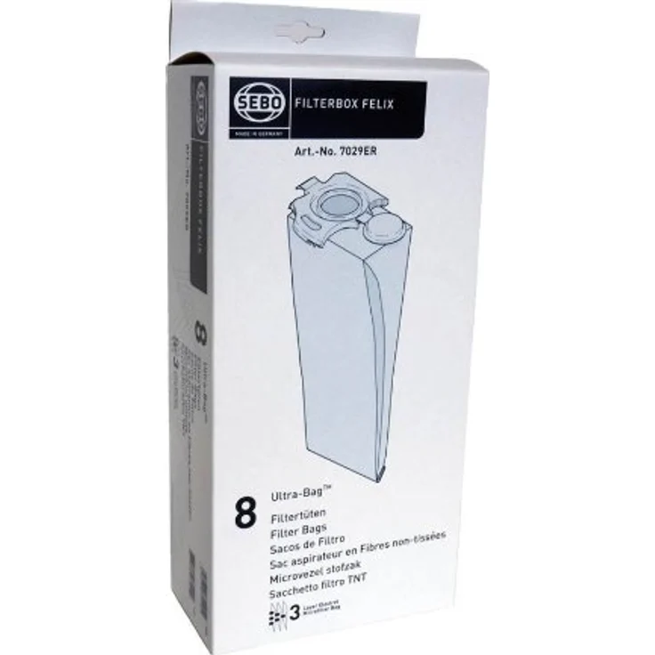 SEBO 7029ER Filterbox für Felix Staubsauger, 8 Stück, effizienter Schmutzfang, verbesserte Mikrofilter-Lebensdauer, einfacher Wechsel – Bild 2