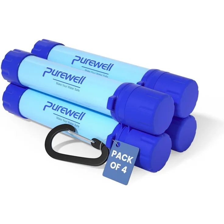 Purewell Trinkwasserfilter 0,01 μm Ultrafeinfilter, 1500 Liter Kapazität, tragbar mit Karabiner, BPA-frei