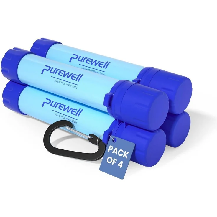 Purewell Trinkwasserfilter 0,01 μm Ultrafeinfilter, 1500 Liter Kapazität, tragbar mit Karabiner, BPA-frei