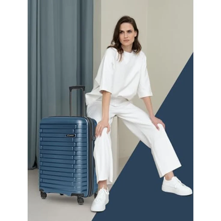 Pactastic Collection 04 THE MEDIUM, 4 Rollen Trolley M 66 cm mit Dehnfalte, blau-metallic, 100% Polypropylen – Bild 9