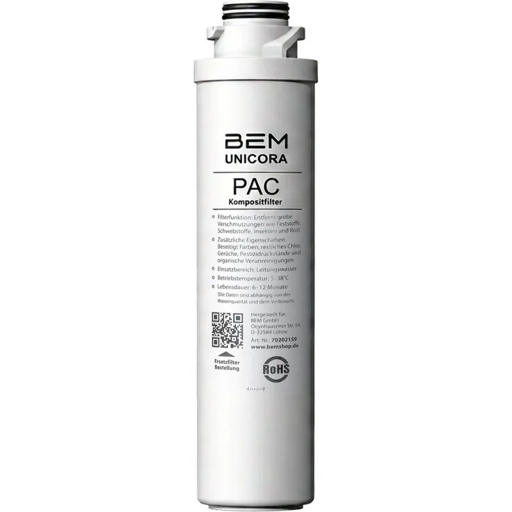 BEM Ersatzfilter PAC für Wasserfilter Unicora, 1x Zubehörteil in weiß, Kunststoff