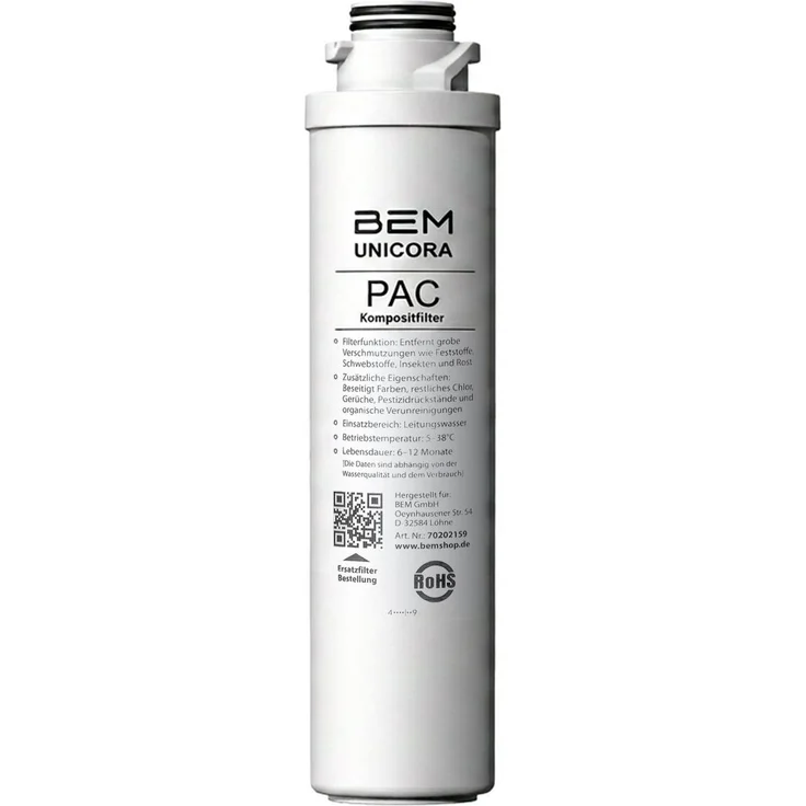 BEM Ersatzfilter PAC für Wasserfilter Unicora, 1x Zubehörteil in weiß, Kunststoff