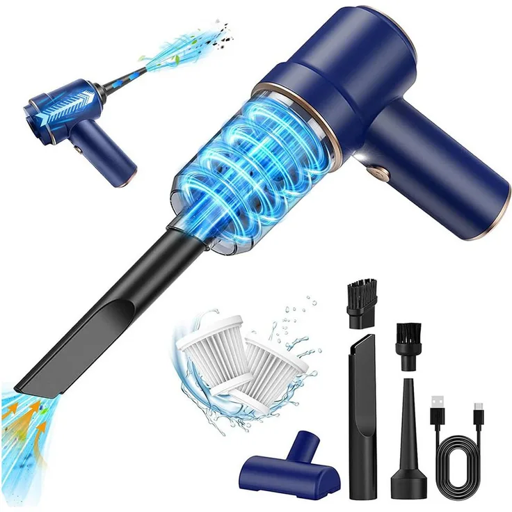 TUWENA Akku-Handstaubsauger, 6000 Pa, tragbarer Handstaubsauger mit HEPA-Filter, LED-Beleuchtung und nass-trockenen Funktionen