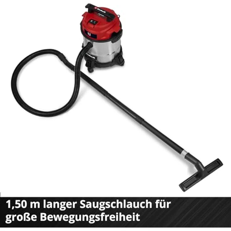 Einhell TC-VC 1240 S, Nass-Trockensauger mit 950 W, 180 mbar Saugleistung, 12 L Edelstahlbehälter, inkl. Fugen- & Kombidüse, Schaumstofffilter, Schmutzfangsack & Filterbeutel – Bild 4