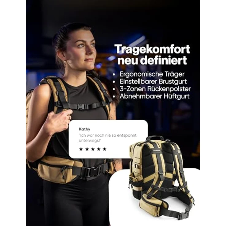 RUGSAK Alpha Go 25L Rucksack Desert Sand – Wasserabweisend, 18-Zoll Laptopfach, Ergonomisch, Alltag, Reise & Outdoor – Bild 4