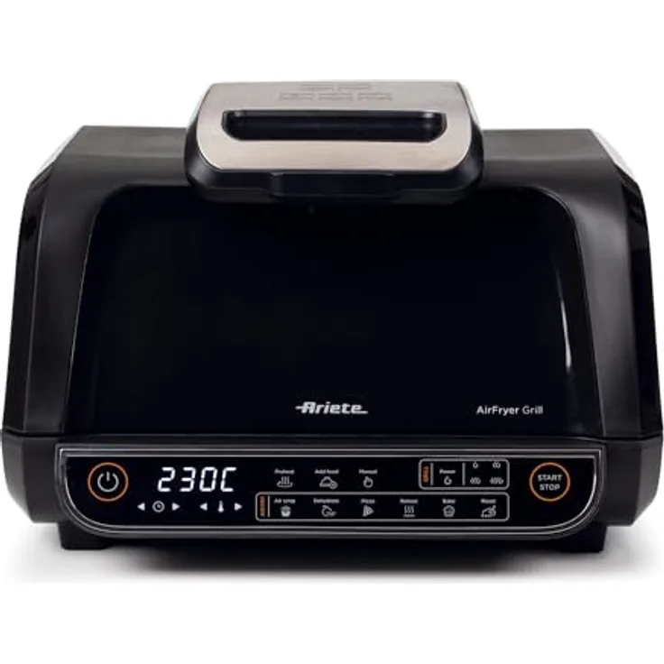 Ariete 4635 Air Fryer Grill, Luftfritteuse und Grill, 1700 W, 8 l, Schwarz, 8 Kochfunktionen