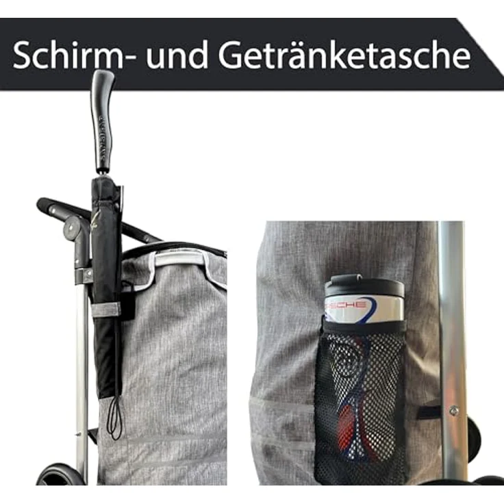 Quick Star Einkaufstrolley, Faltbar, Aluminium, 58 l Volumen, 50 kg Traglast, Grau, mit Kühlfach – Bild 3