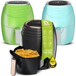 TurboTronic by Z-Line Heißluftfritteuse 3,5 Liter, 7 Programme, Fritteuse Fettfrei ohne Öl, Power 1200 W, Camping Retro digital Airfryer AF11D, blau