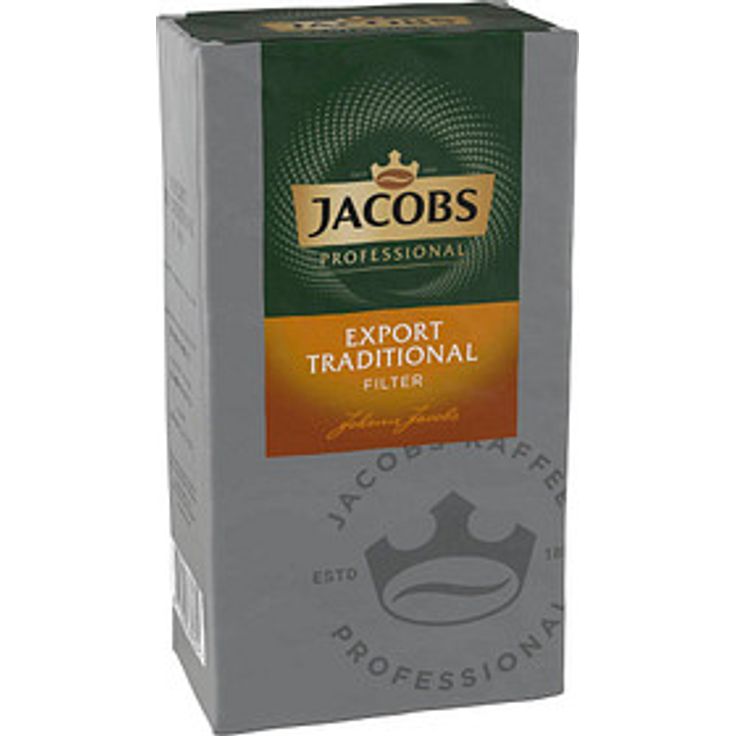 JACOBS EXPORT TRADITIONAL, gemahlener Kaffee aus Arabica- und Robustabohnen, 500 g, wüziges Aroma für Filtermaschinen