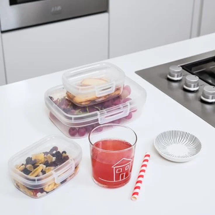 Curver Lunchbox Snapbox, transparente Vorratsdose mit Clipverschluss, 21 x 15,6 x 6 cm – Bild 3